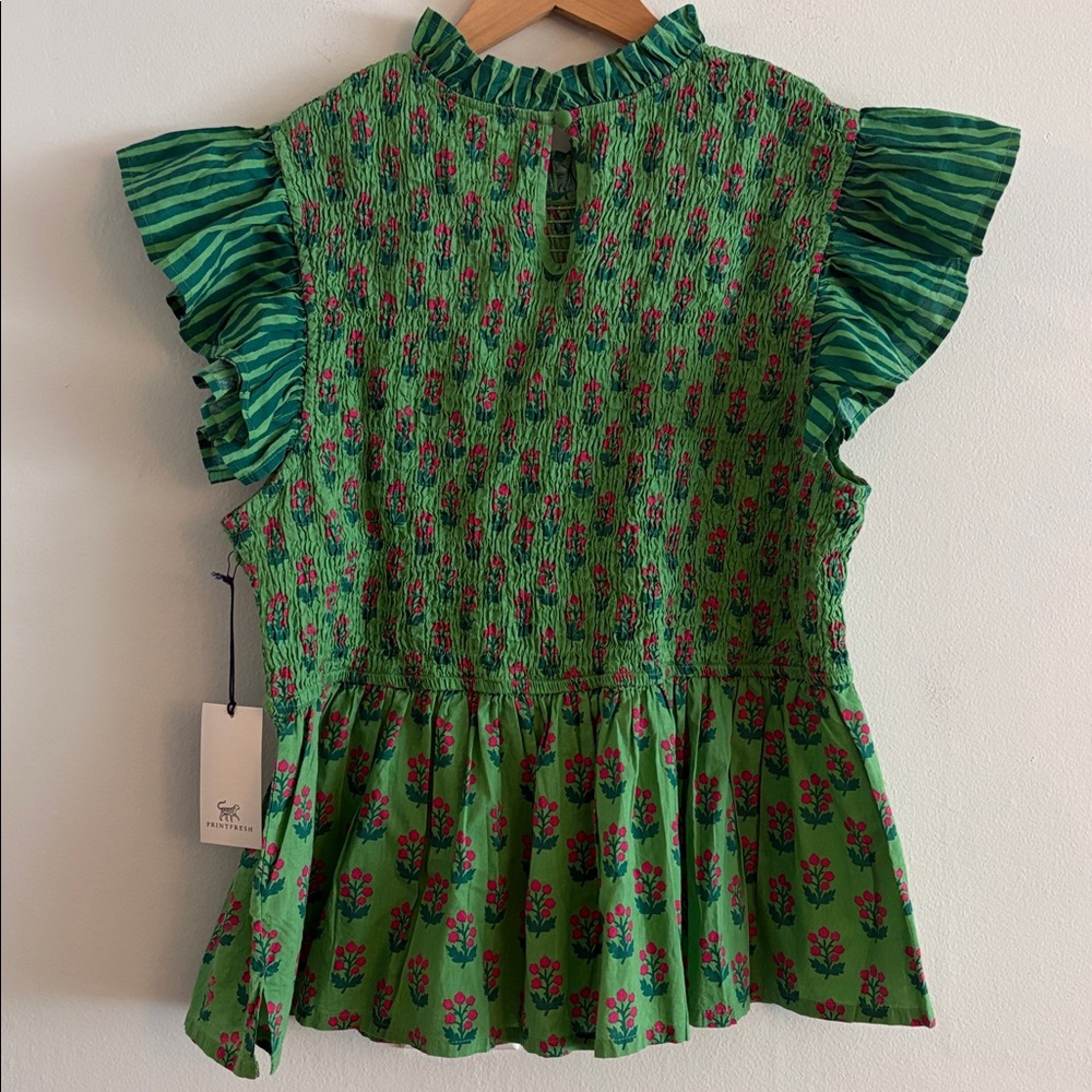 Printfresh NWT High Priority Smocked Blouse Size … - image 3